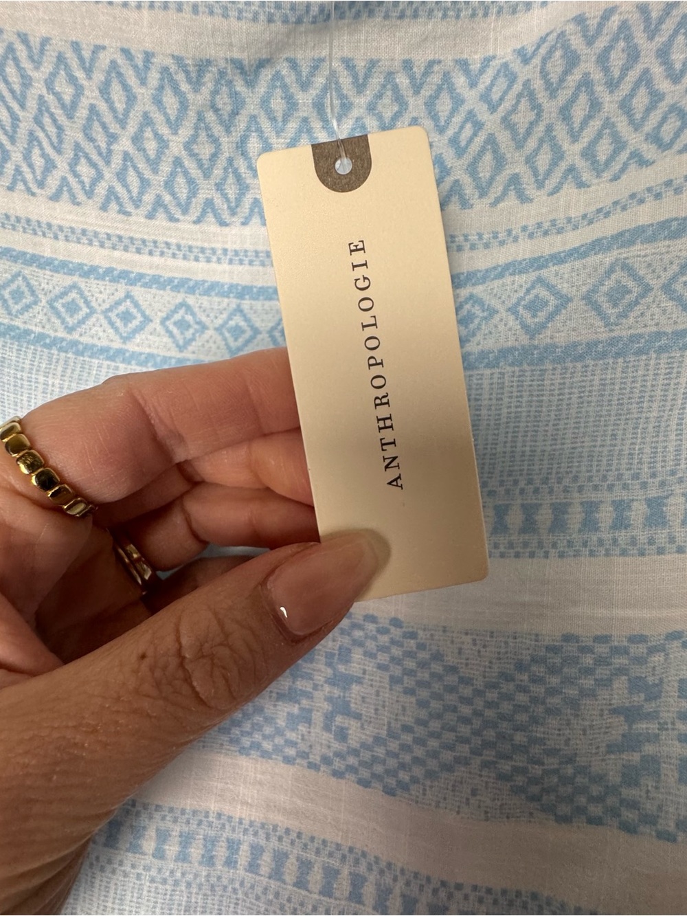 Anthro Maeve Vintage Denim lightweight Blue Striped 100% Cotton Summer Dress M - Picture 5 of 10